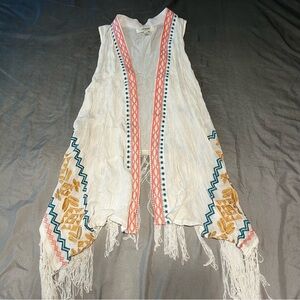 White Boho Kimono Vest